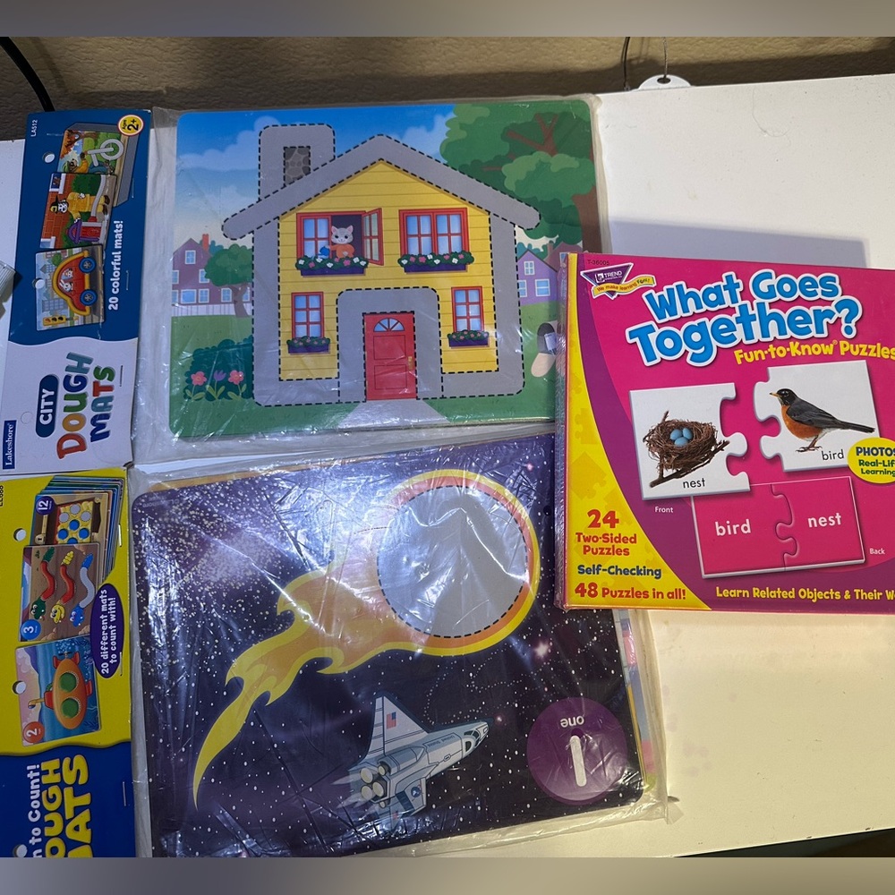 Lakeshore dough mats and what goes together puzzles